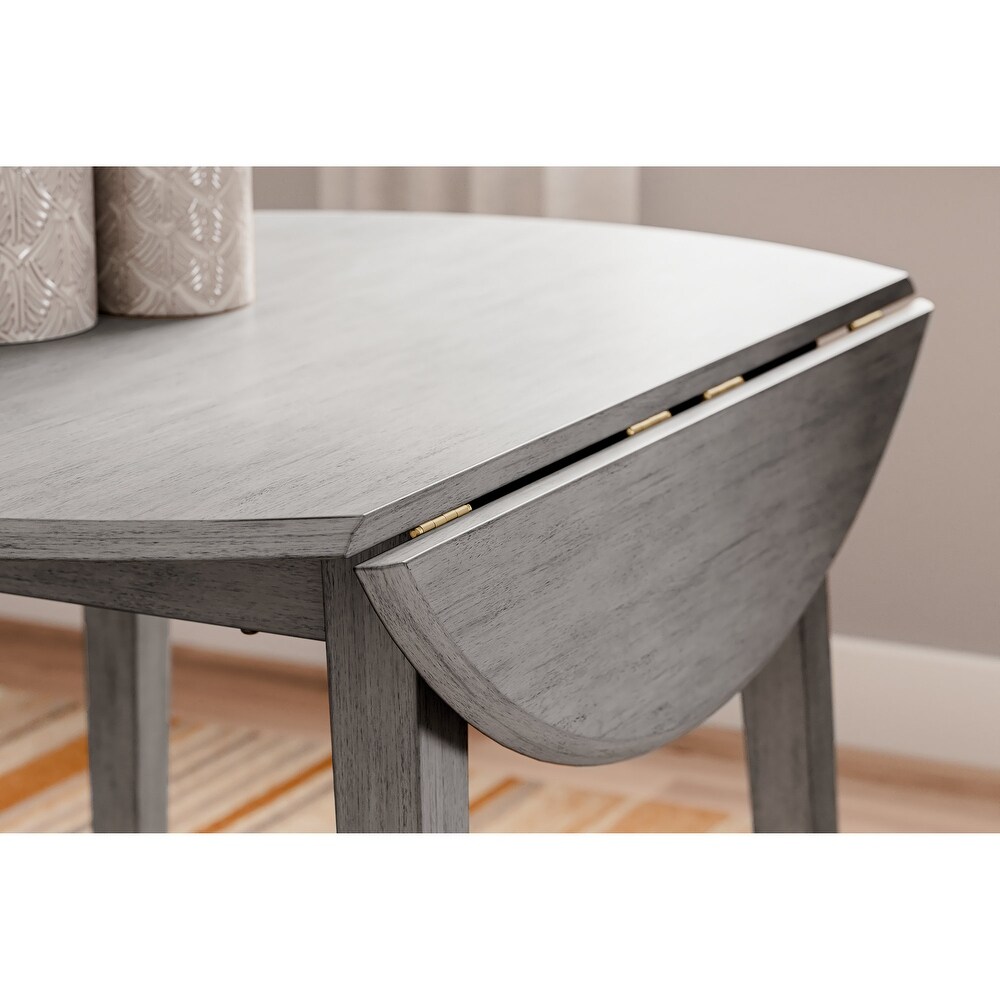 Signature Design by Ashley Shullden Gray Round Drop Leaf Dining Table   43\