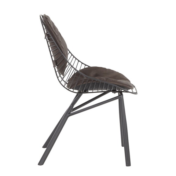 Wired Contemporary Chair in Black Metal with Espre...