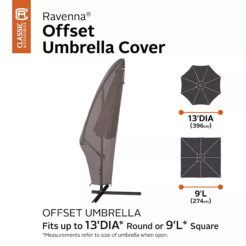 Classic Accessories Ravenna Water-Resistant Offset Patio Umbrella Canopy and Frame Patio Cover