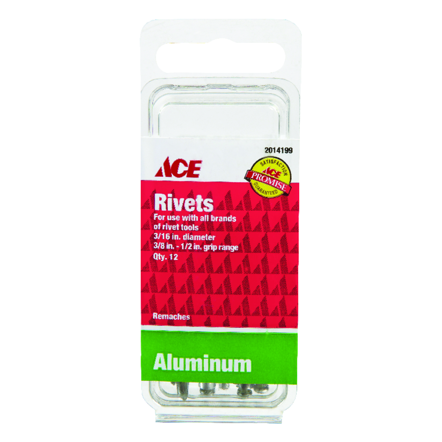 Ace 3/16 in. D X 1/2 in. Aluminum Rivets Silver 12 pk