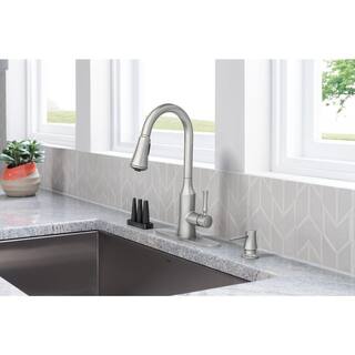 MOEN Venango Single-Handle Pull-Down Sprayer Kitchen Faucet with Reflex and Power Clean Attachments in Spot Resist Stainless 87113SRS