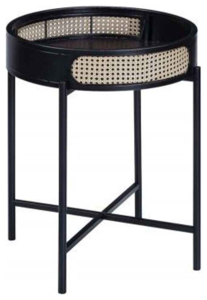 Lv01077 End Table  Black Finish Colson ( 1 Piece /1Ctn   Tropical   Side Tables And End Tables   by VirVentures  Houzz