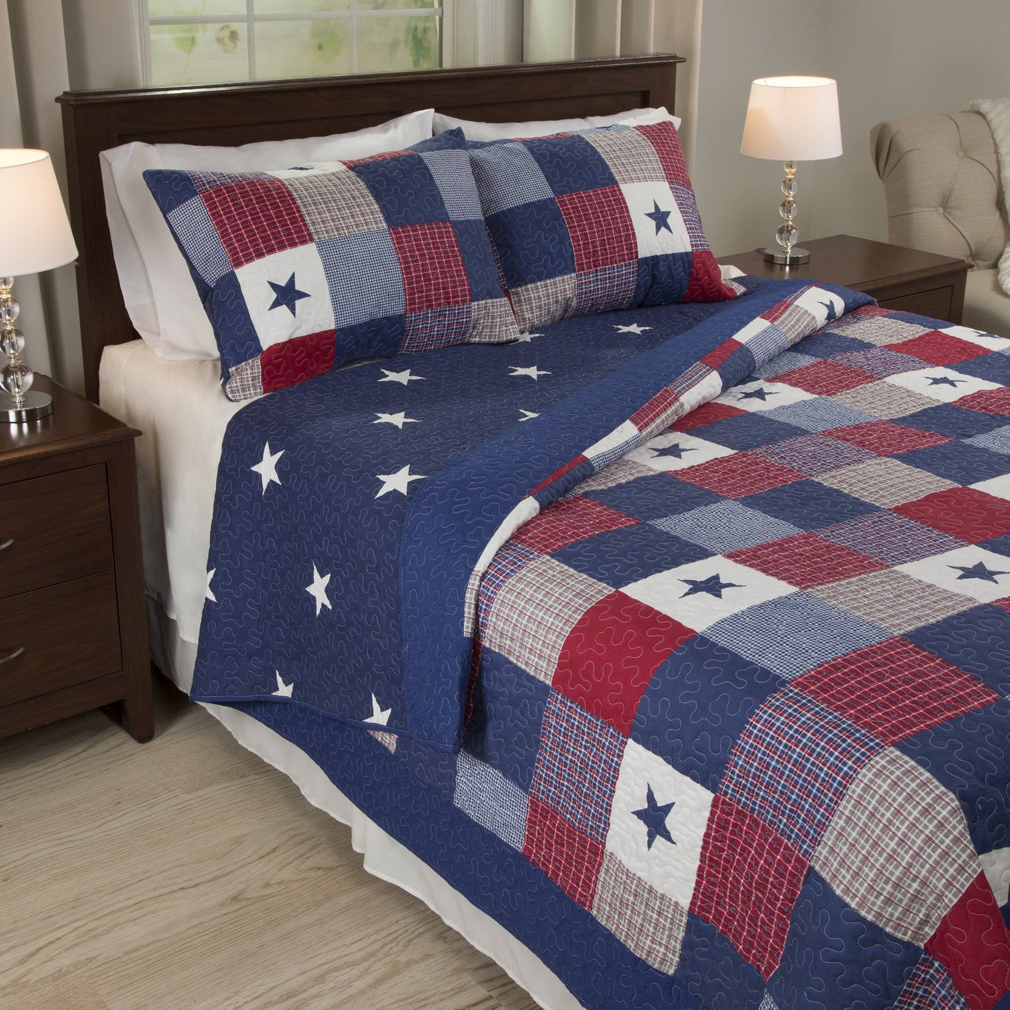 Somerset Home Luxe Americana Caroline 3 Piece Full/Queen Quilt Bedding Set