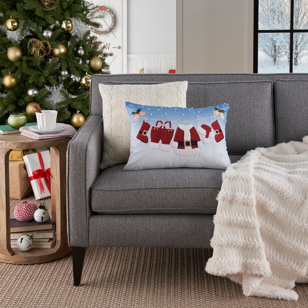 Mina Victory Holiday Pillows Embroidered Throw Pillow