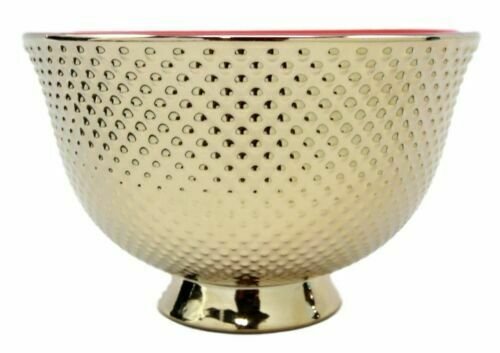 1 Set of 4 Luxury Gold Plated Ceramic Personal Dining Bowls 6D Red Lotus Blossom EBR02