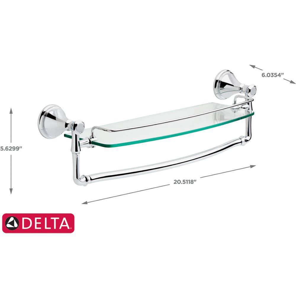 Delta Cassidy 18 in. Glass Bathroom Shelf with Towel Bar in Chrome 79710