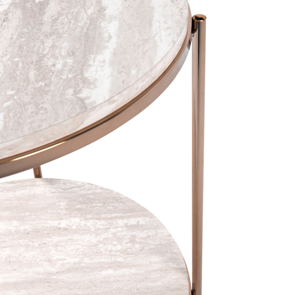 Fynfield Round Faux Stone End Table   Contemporary   Side Tables And End Tables   by SEI  Houzz