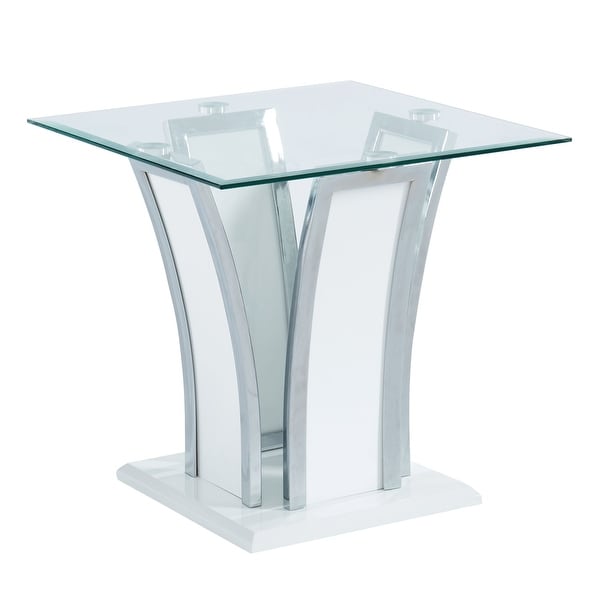 Silver Orchid Brian Modern 24-inch Glass Top Side Table