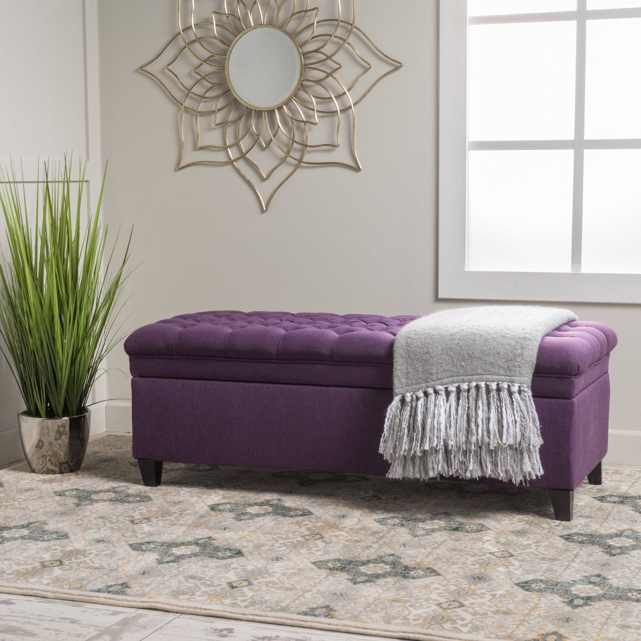 Laguna French Style Tufted Fabric Storage Ottoman Bench