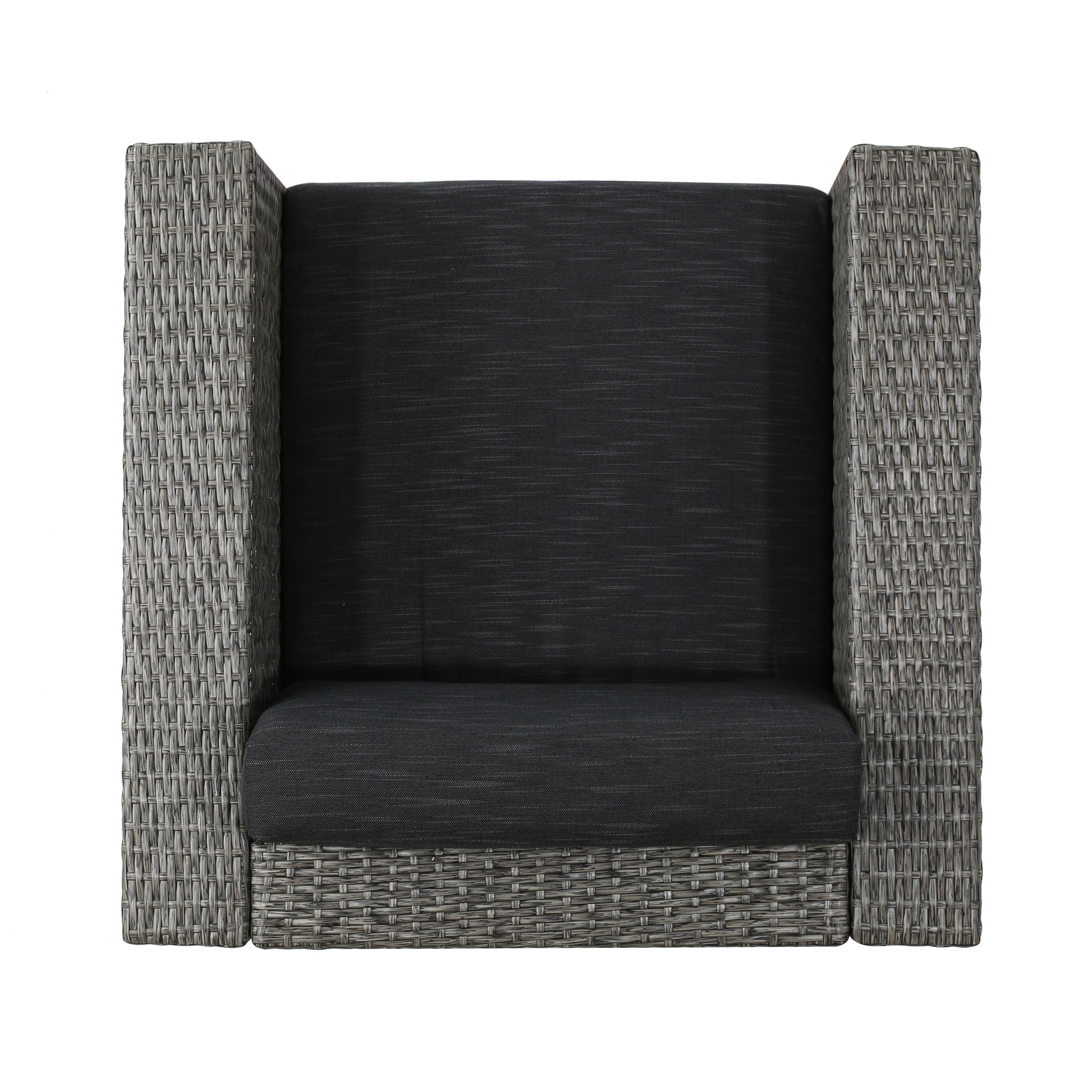 Calella Outdoor 4 Seater Wicker Swivel Chair and Fire Pit Set