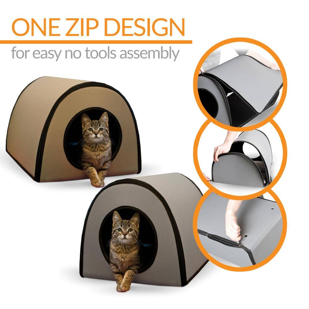 K and H Pet Products 21 in. x 14 in. x 13 in. 25-Watt Tan Mod Thermo-Kitty Shelter 100213178