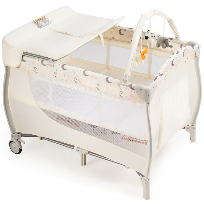 BABY JOY Pack and Play, 3 in 1 Portable Baby Playard with Changing Table