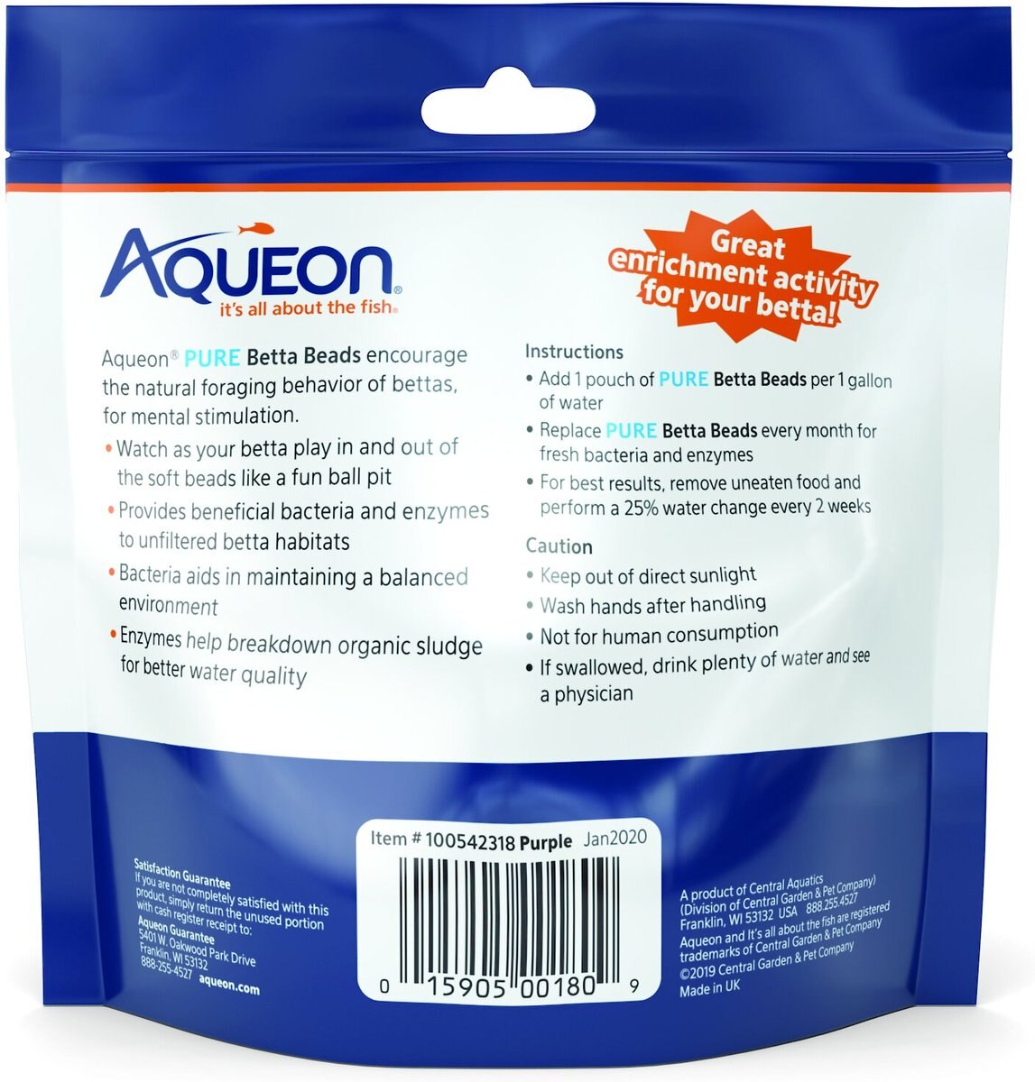 Aqueon PURE Betta Beads Aquarium Water Care， 8.8-oz bag