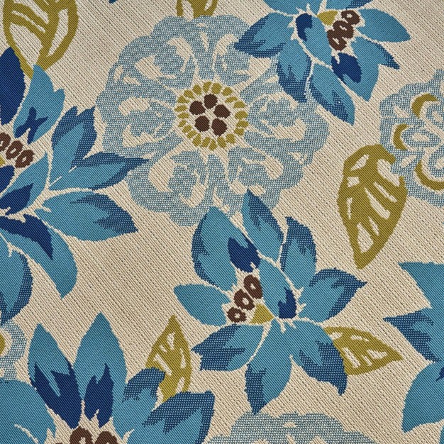 Wildwood Floral Outdoor Rug Ivory blue Christopher Knight Home