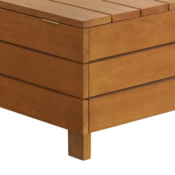 Barton Outdoor Eucalyptus Wood Coffee Table with Lift Top Storage Compartment