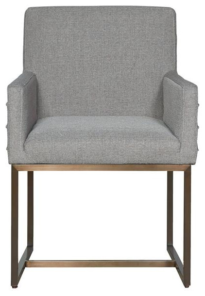 Modern Cooper Fabric Dining Arm Chair  Set of 2 in Gray with Bronze Base   Transitional   Dining Chairs   by Homesquare  Houzz