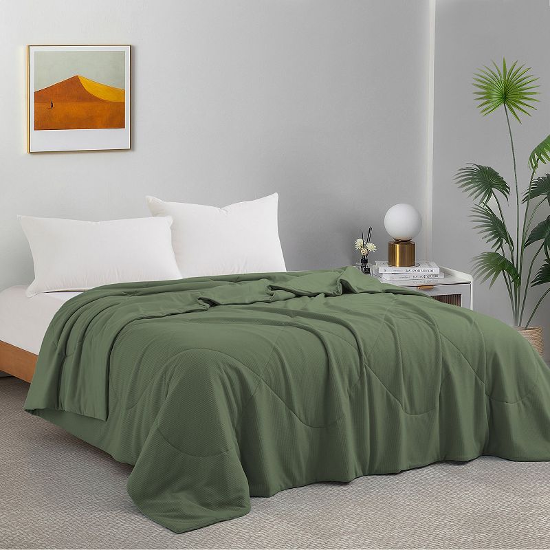 Unikome Reversible Oversize Blanket Waffle Design with 100% Silky Fabric for Hot Sleepers Comfort