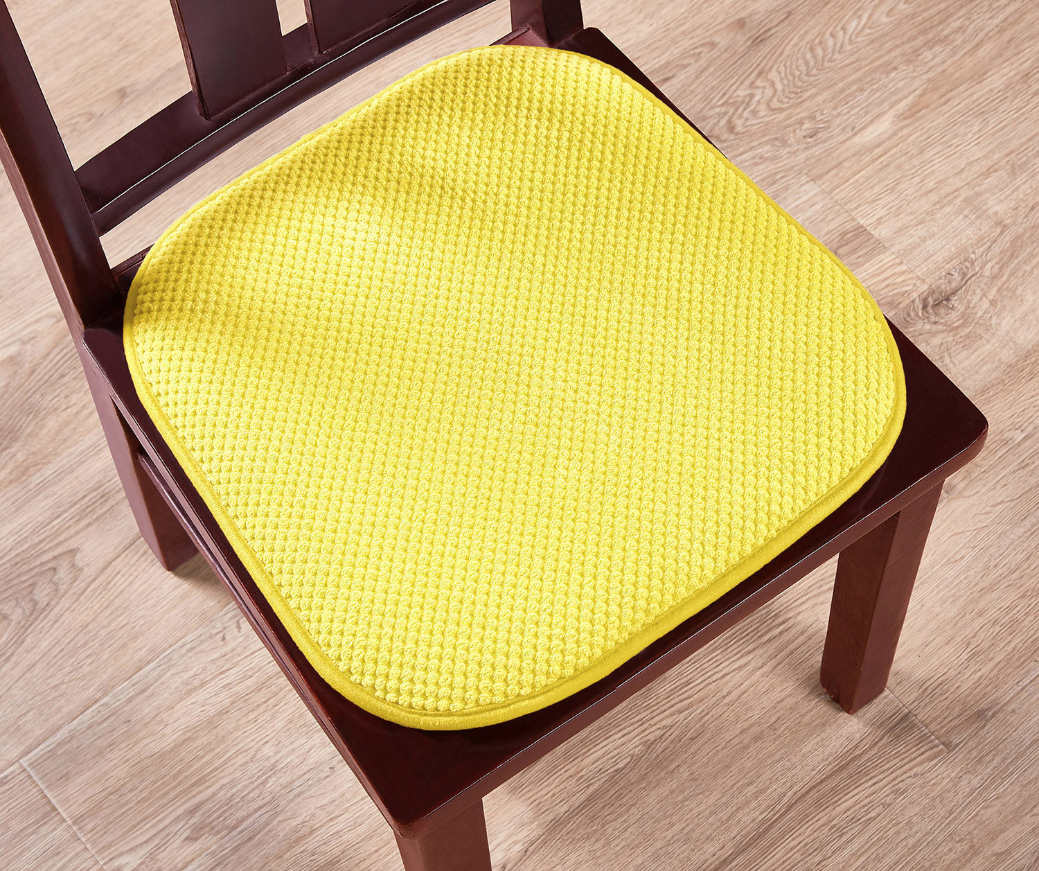 4 Pack: Premium Comfort Non Slip Memory Foam Kitchen and Dining Room Seat/Chair Cushions - Yellow