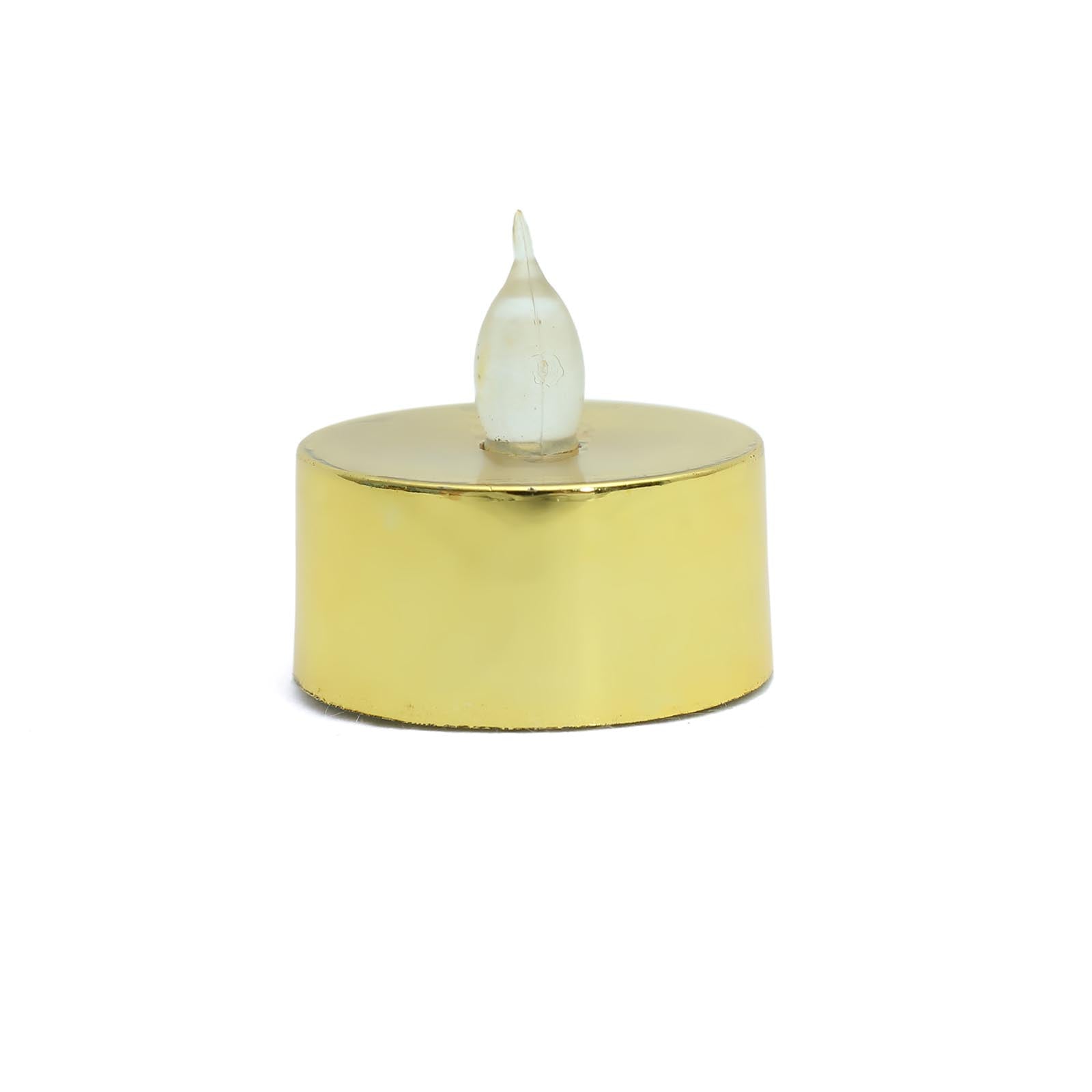 12 Pack Metallic Gold Flameless LED Tealight Candles, Battery Operated Reusable Candles