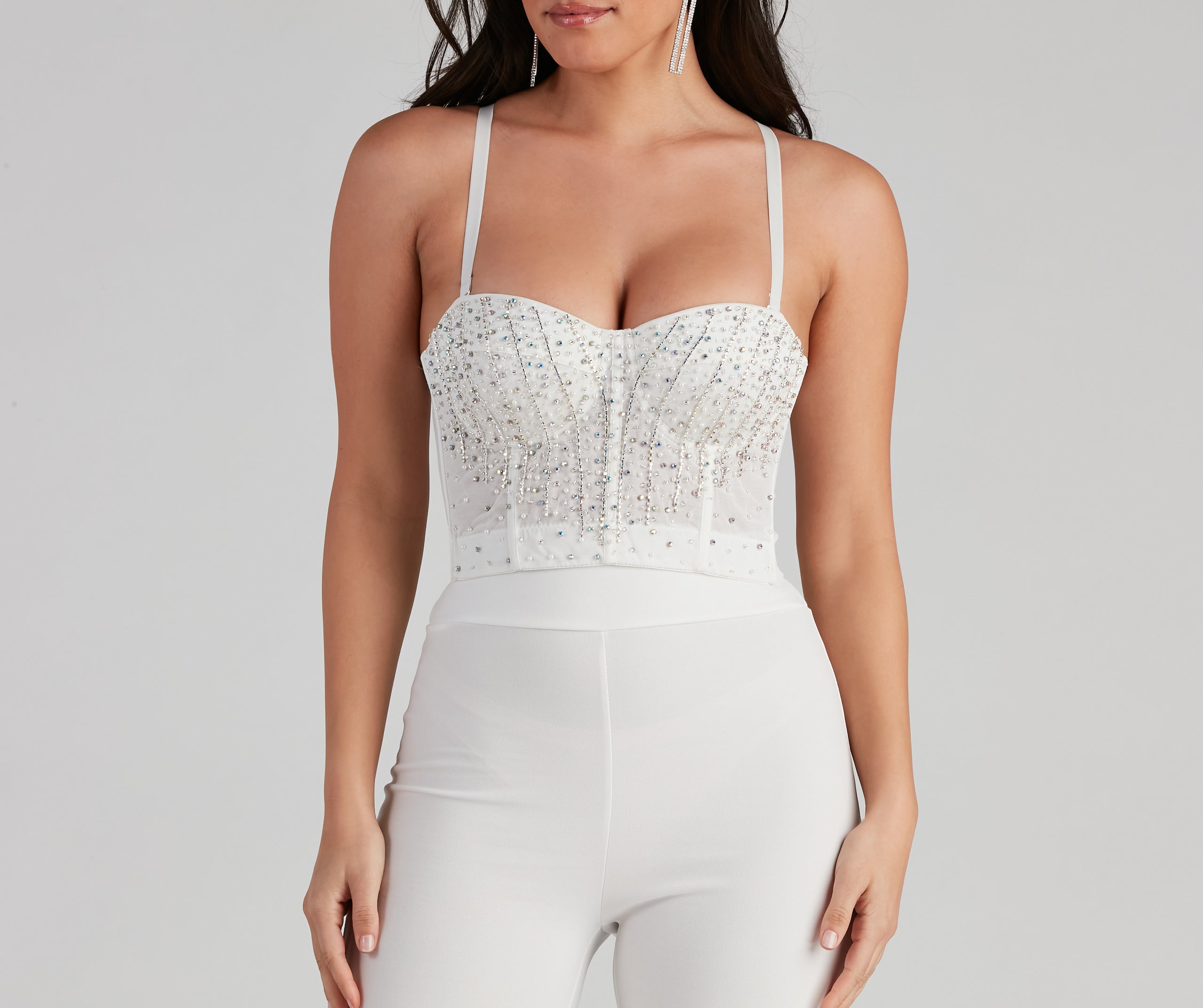 Gleam And Glow Rhinestone And Pearl Bustier