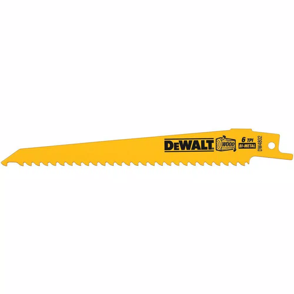 DEWALT 6 in. 6 Teeth per in. Taper Back Bi-Metal Reciprocating Saw Blade (5-Pack) and#8211; XDC Depot