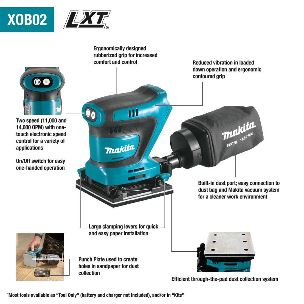 Makita 18V LXT Cordless 1/4 Sheet Finishing Sander Bare Tool XOB02Z from Makita