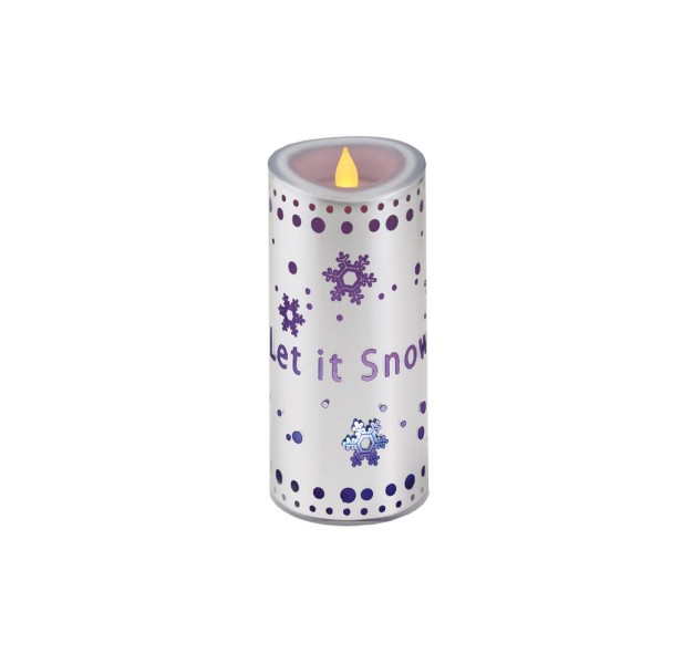 Silver Colored quot let It Snow quot Flameless Candle With Led Lights