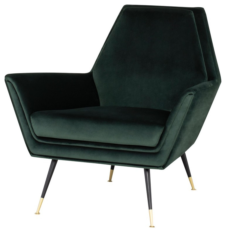 Raivo Occasional Chair Emerald Green Velour Seat Matte Black   Midcentury   Armchairs And Accent Chairs   by Rustic Home Furniture Deco  Houzz