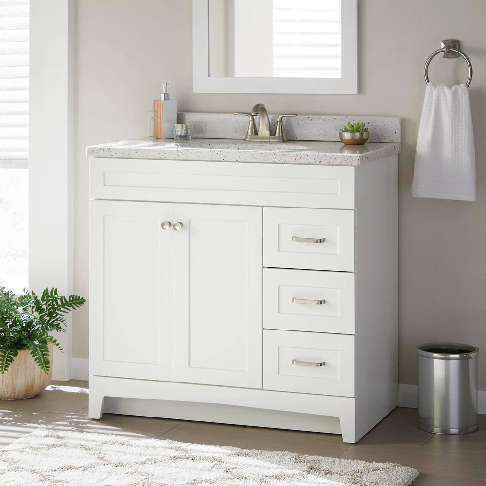 Home Decorators Collection Thornbriar 36.0 in. W x 21.5 in. D x 34.2 in. H Bath Vanity Cabinet without Top in Polar White TB3621-WH