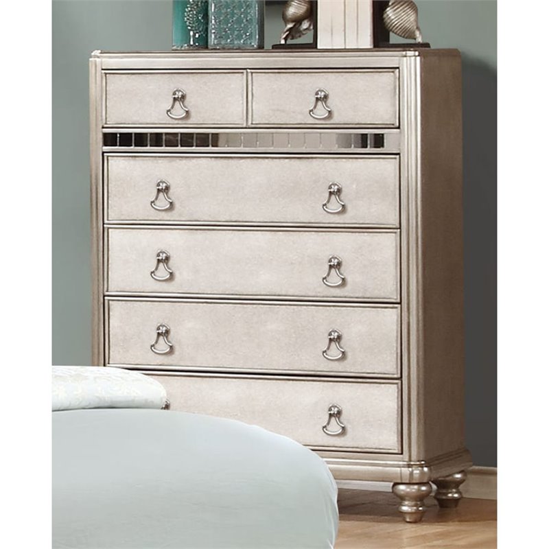 Bowery Hill 6 Drawer Chest in Metallic Platinum