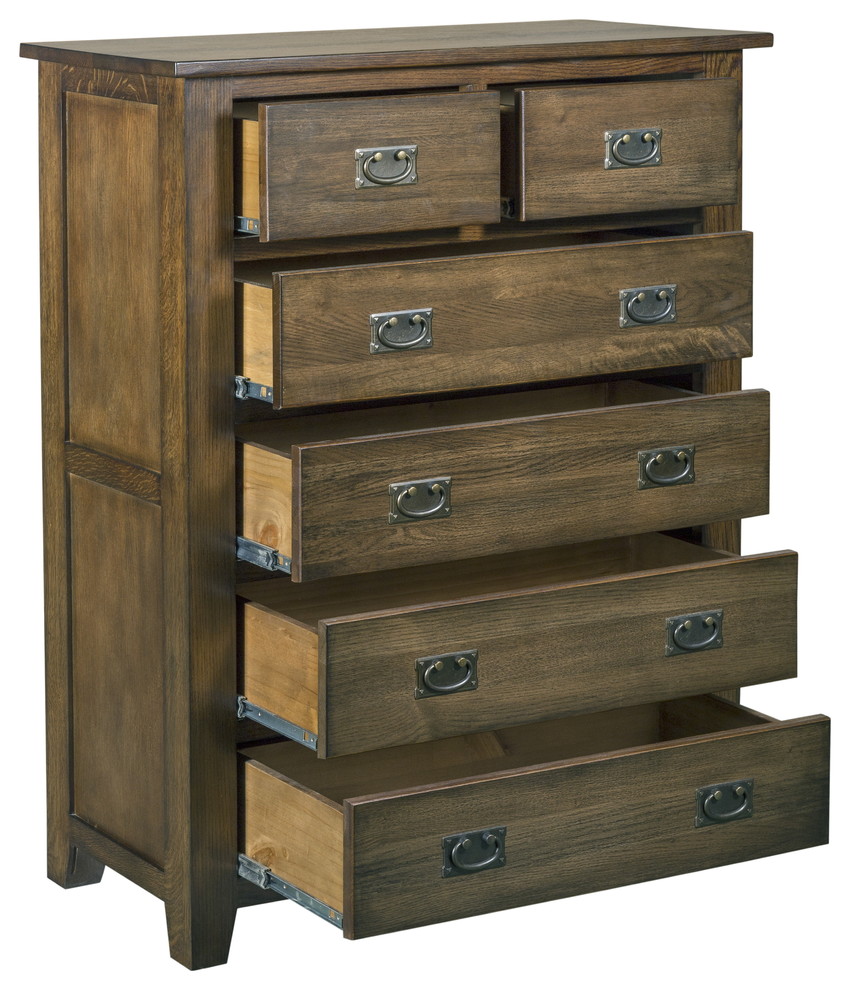 Mission Quarter Sawn Oak 6 Drawer Chest of Drawers  Dresser   Transitional   Accent Chests And Cabinets   by Crafters and Weavers  Houzz