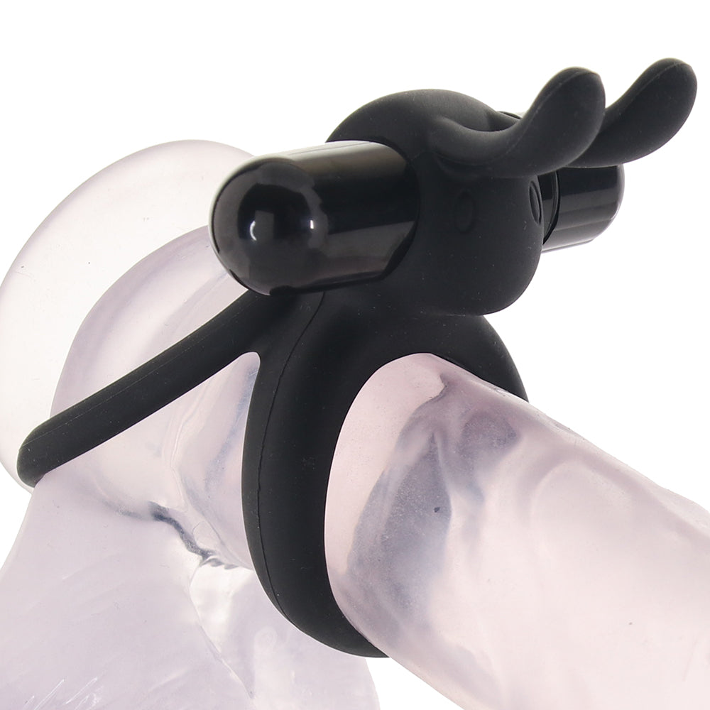 O Hare Treble Vibrating Rabbit Ring in Black