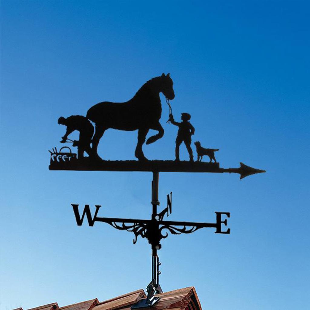 Iron Weather Vane Wind Direction Indicator Outdoor Metal Bracket Weathervane For Horse