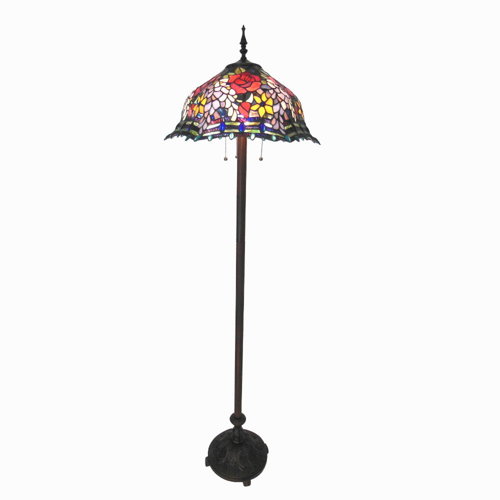 CHLOE Lighting Multi-colored CARRELL -style 3 Light Roses Floor Lamp 20