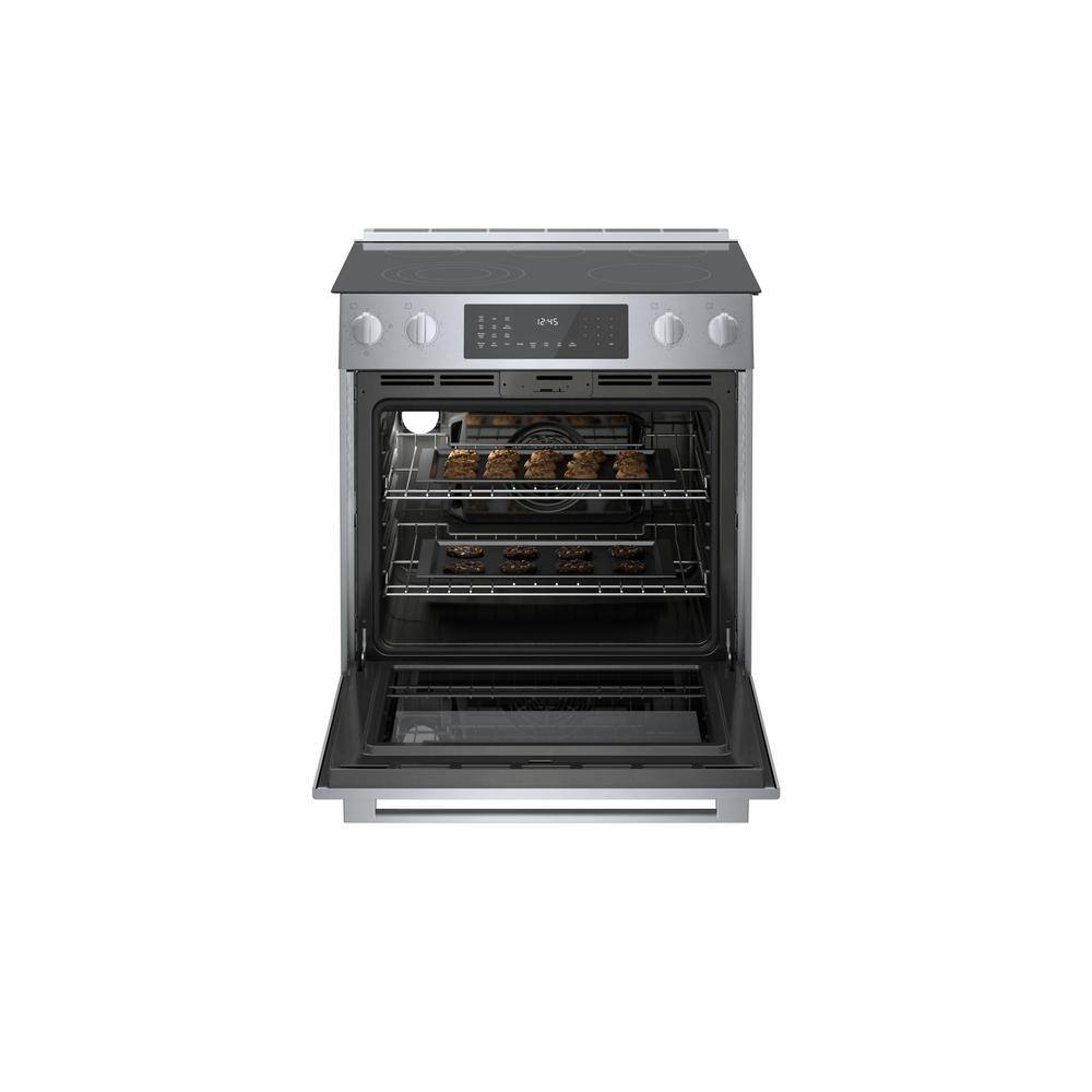 Bosch Benchmark Benchmark Series 30 in. 4.6 cu. ft. Slide-In Electric Range with Self Cleaning Convection Oven in Stainless Steel HEIP056U