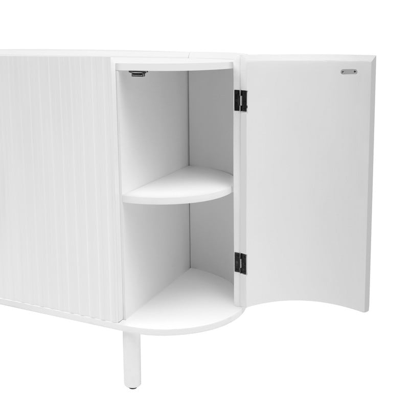 Modern Storage Cabinet Curved Design Sideboard with Adjustable Shelves  Suitable for Living Room Entrance  White