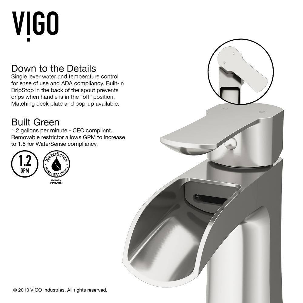 VIGO Paloma Single Handle Single-Hole Bathroom Faucet in Brushed Nickel VG01041BN