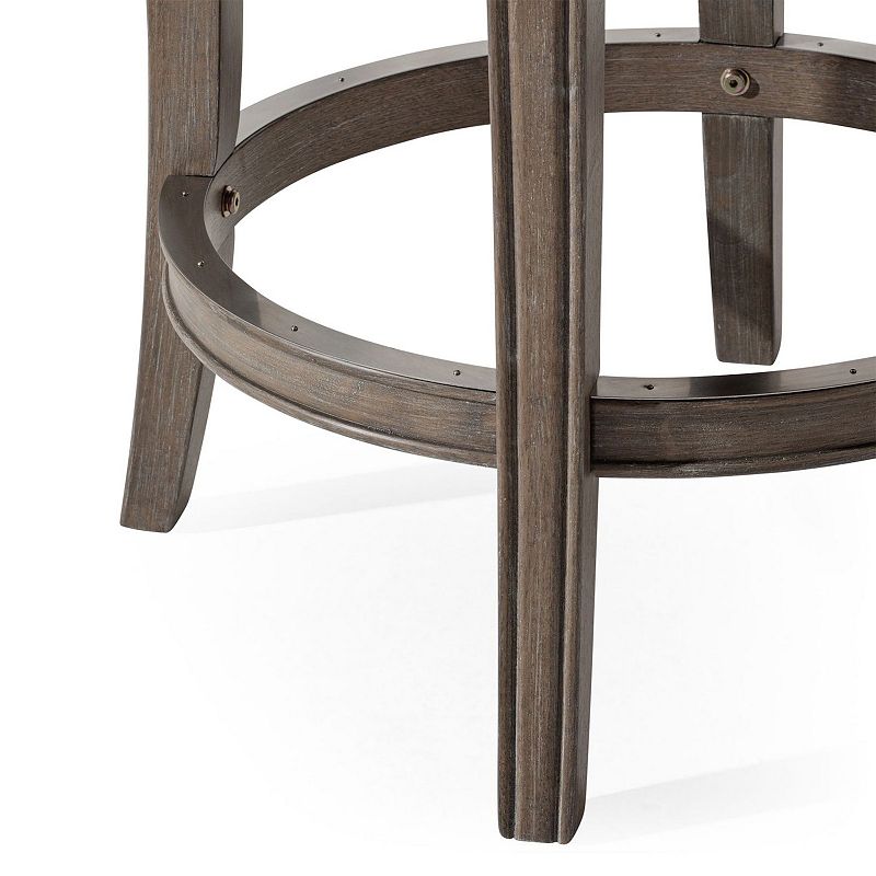 Maven Lane Alexander Backless Counter Stool， Reclaimed Oak Finish W/ Ronan Stone Vegan Leather