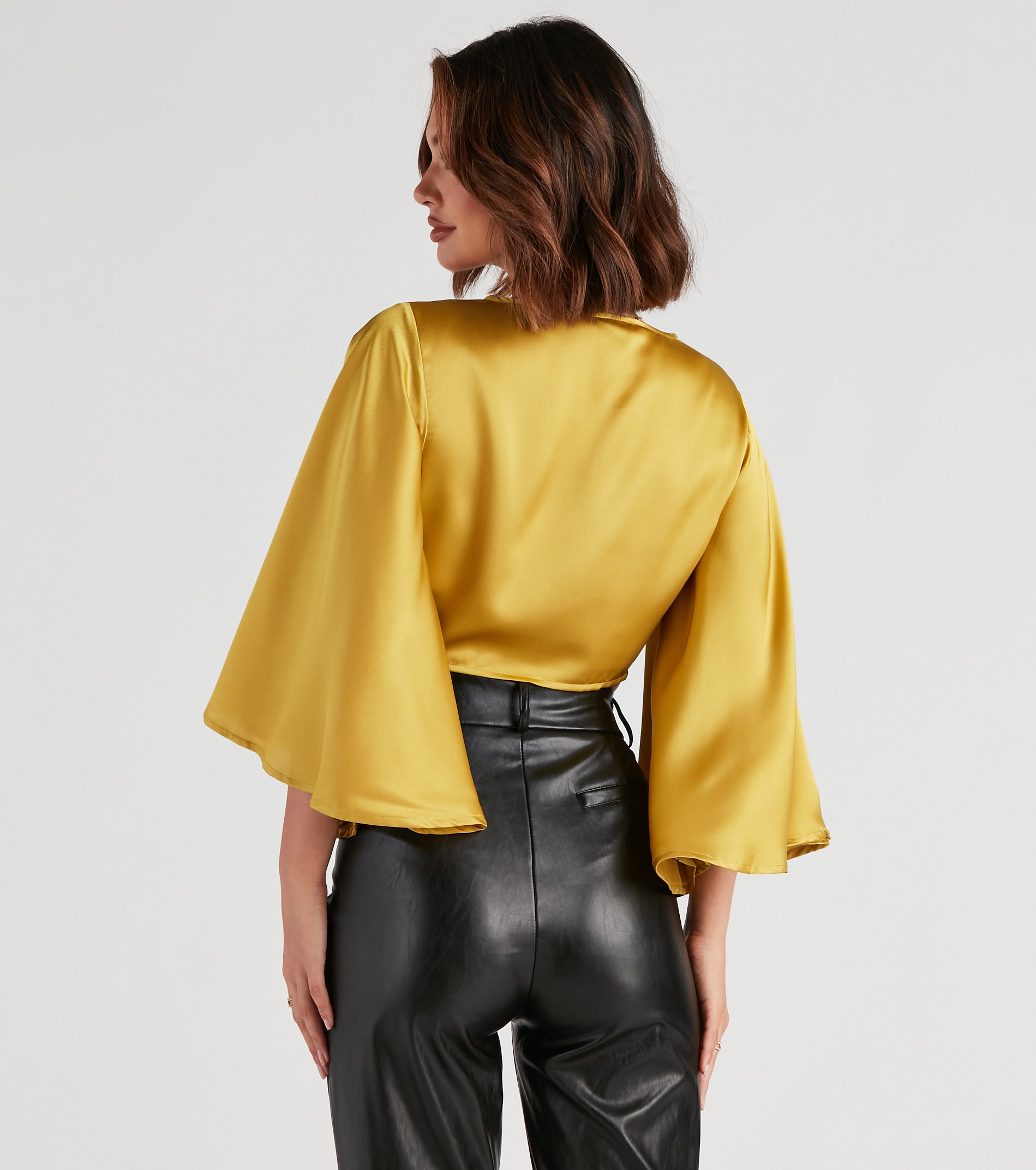 Sweet Secret Satin Kimono Sleeve Top