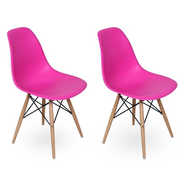 Eiffel Chair with natural wood legs， differents colours， Set of 2.