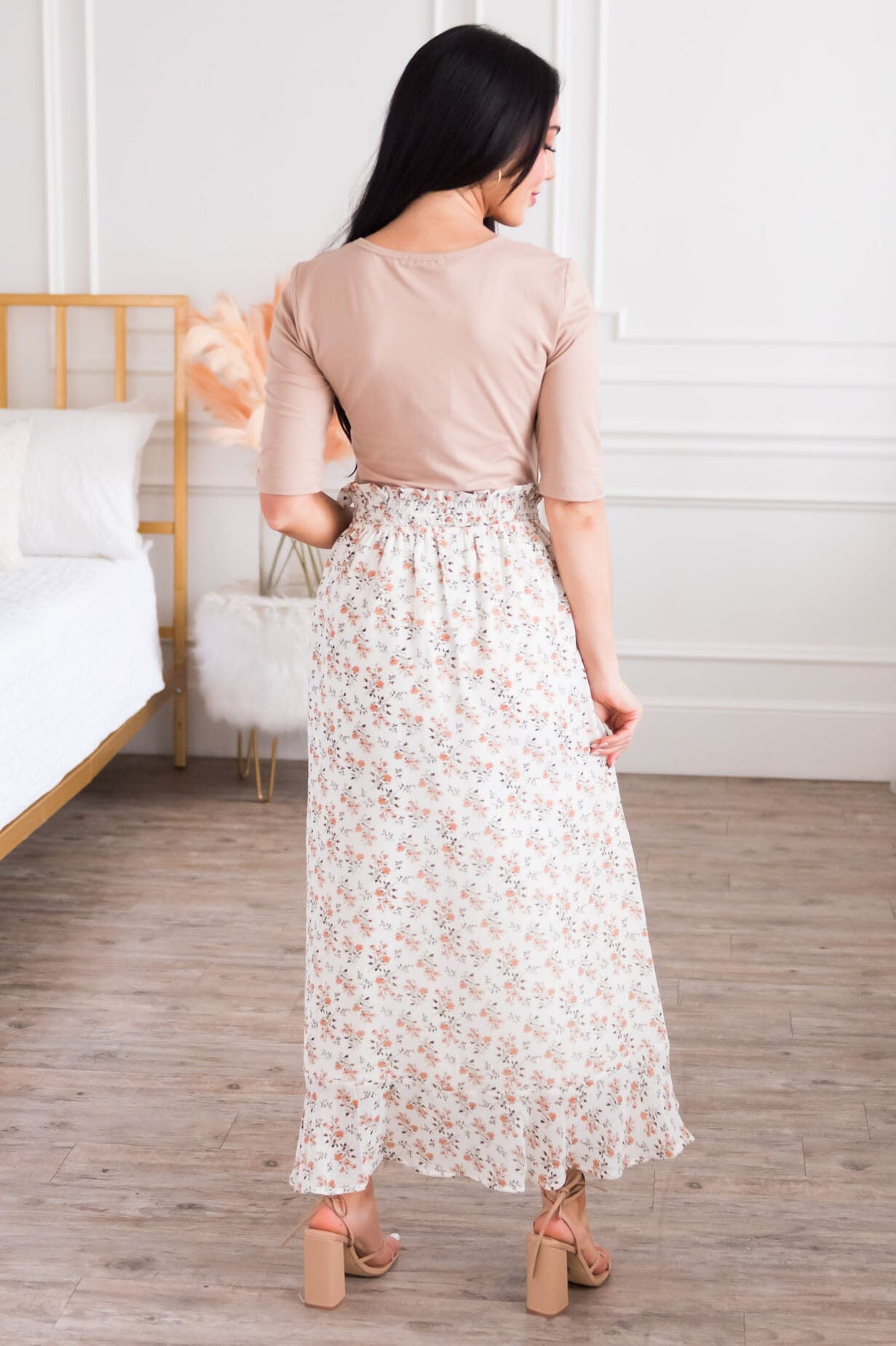 Spring Blooms Modest Button Skirt