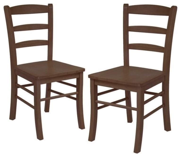 Pemberly Row 18 quotTransitional Wood Ladder Back Dining Chair in Walnut (Set of 2)   Transitional   Dining Chairs   by Homesquare  Houzz