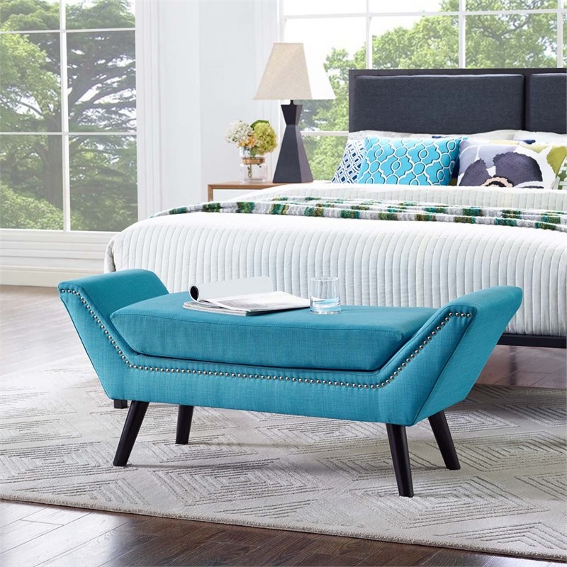 Gambol Upholstered Fabric Bench   Midcentury   Upholstered Benches   by Homesquare  Houzz