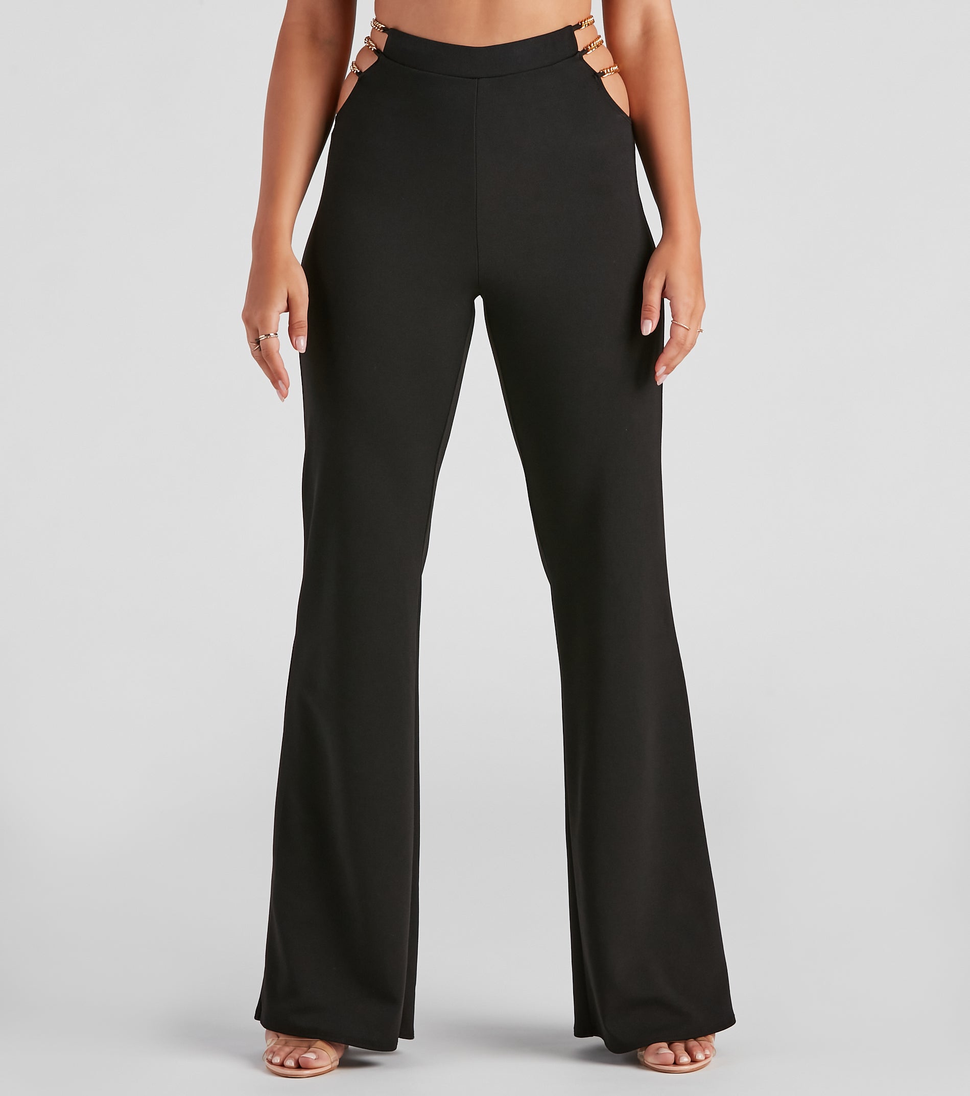 Chain of Scene Crepe Wide Leg Pants