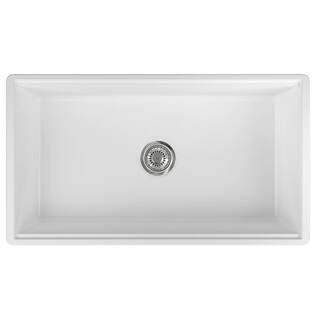 Empire Industries Yorkshire Farmhouse Fireclay 33 in. Single Bowl Kitchen Sink with Cutting-Board Grid and Strainer in White YO33S