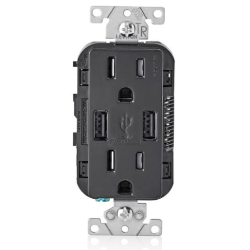 OUTLET/USB CHGR 15A BLK