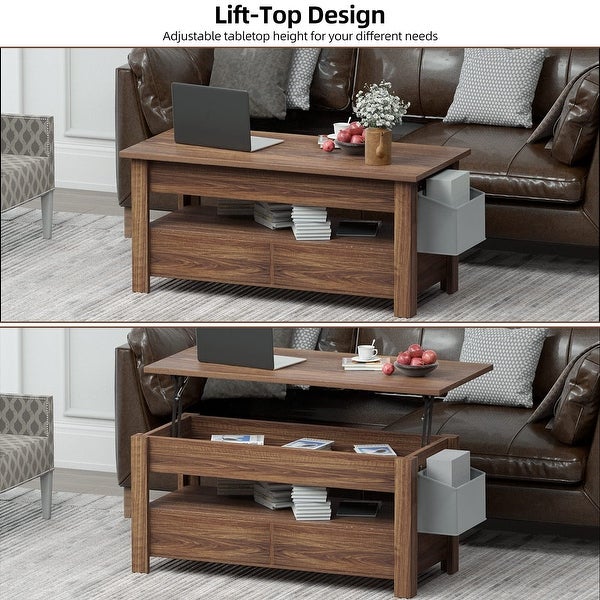 Lift Top Coffee Table with Storage， Coffee Tables for Living Room， Farmhouse Coffee Table with Hidden Compartment