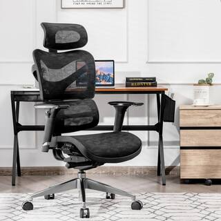 Costway Black Ergonomic Mesh Office Chair Adjustable High Back Chair with Lumbar Support CB10175DK