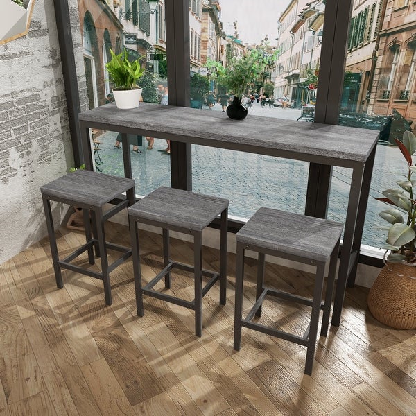 4 piece Dining Table Set with 3 Stools