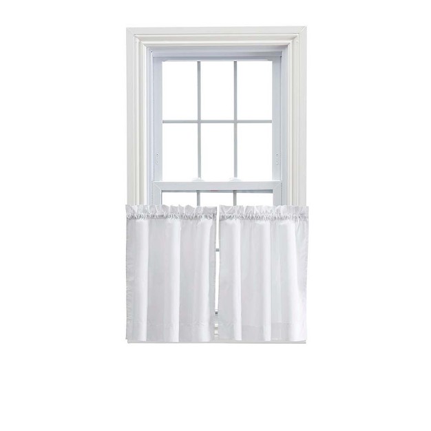 Rod Pocket High Quality Fabric Solid Color Window Tailored Tier Pair White